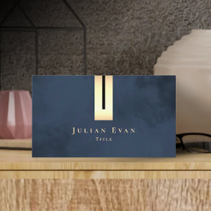 Navy Gold Artistic Luxury Elegant Business Card