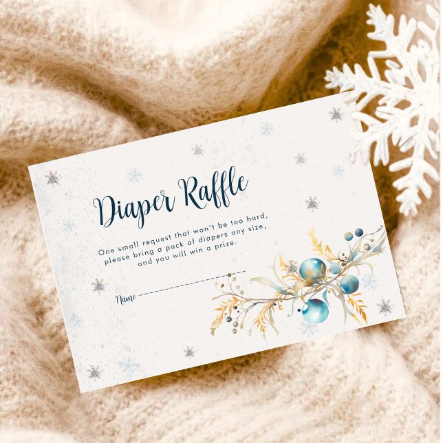 Navy Gold Baby Its Cold Outside Diaper Raffle  Enclosure Card (Creator Uploaded)