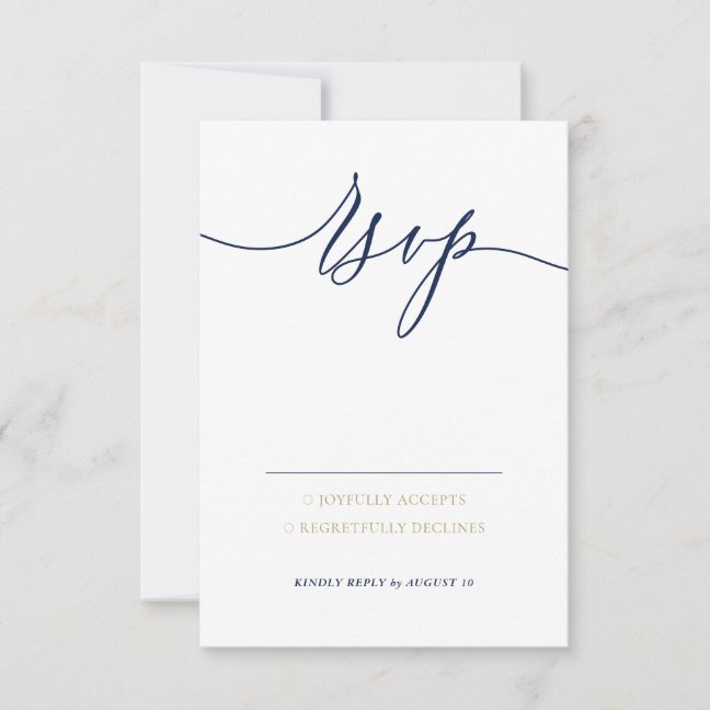 Navy Gold Basic Kindly Reply RSVP Card