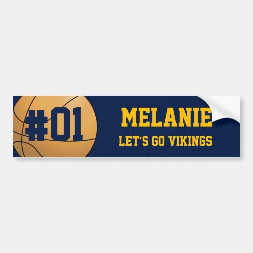 Navy Gold Basketball Team Bumper Sticker