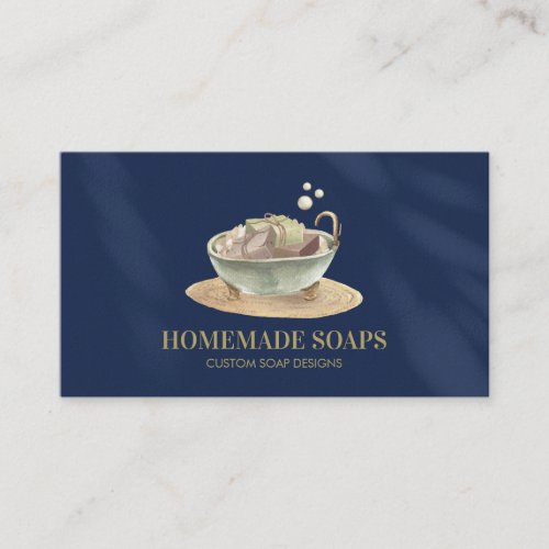 Navy Gold Bath Tub Bubbles Soy Wax Soap Business Card