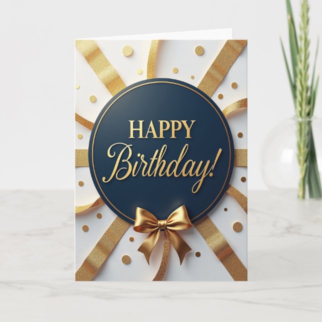 Navy Gold Birthday Card (Front)