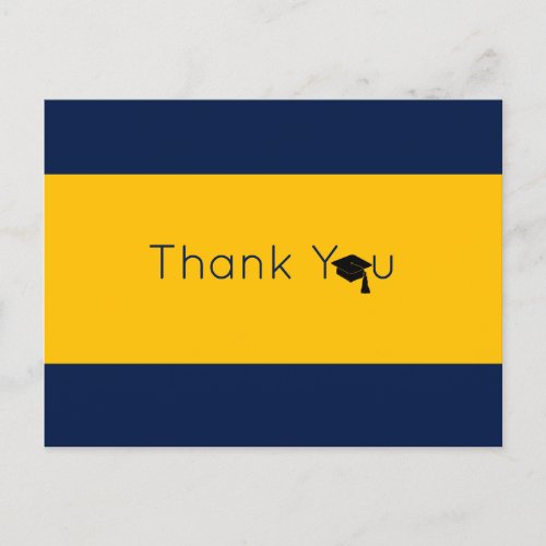 Navy Gold Bold Graduation Thank You Postcard