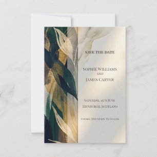 Navy Gold Botanical Save The Date Card