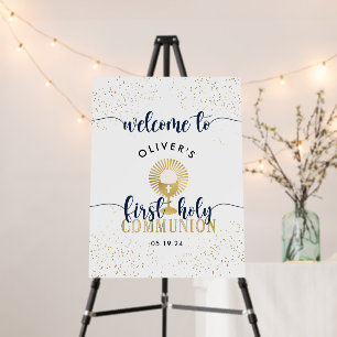Navy & Gold Boy First Holy Communion Foam Board