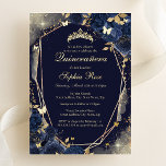 Navy Gold Butterfly Floral Quinceanera Foil Invitation<br><div class="desc">More pretty Quinceanera 15th Birthday Invitations in the Little Bayleigh Store!</div>