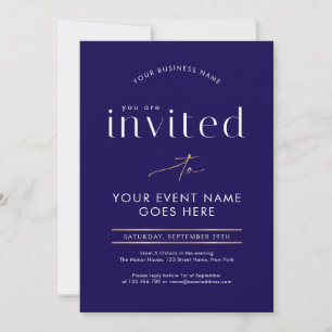 Navy & Gold Calligraphy Business Event Gala Night Invitation