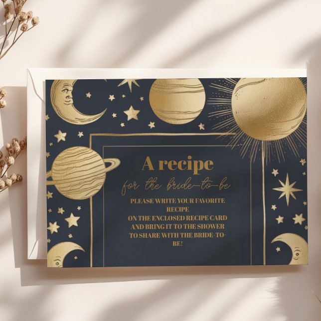 Navy Gold Celestial Crescent Moon Bridal Shower Enclosure Card (Creator Uploaded)