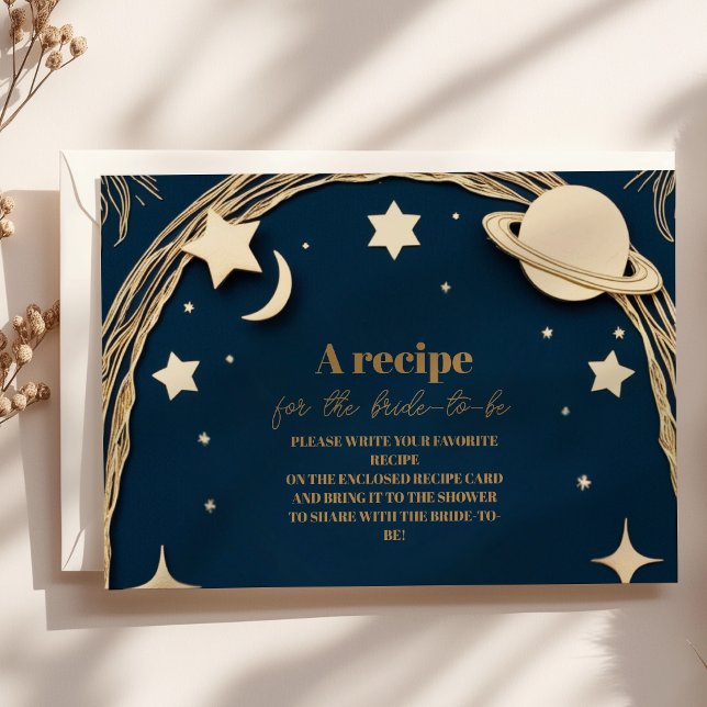 Navy Gold Celestial Crescent Moon Bridal Shower Enclosure Card (Creator Uploaded)
