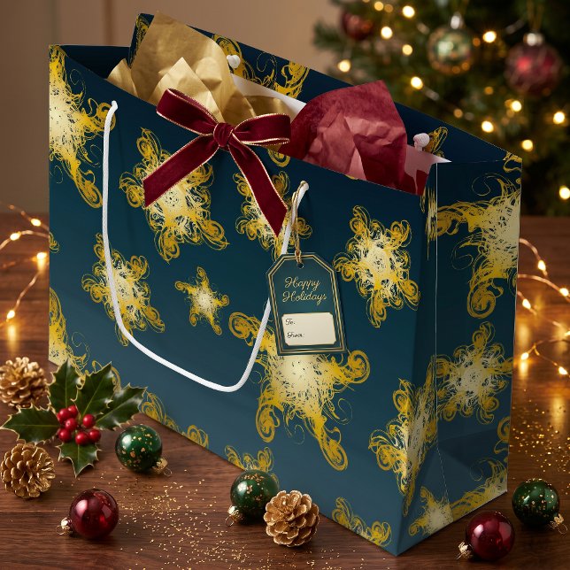 Navy Gold Celestial Starry Night Birthday Xmas Large Gift Bag (Creator Uploaded)