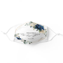 Navy Gold Champagne Ivory Geometric Bridal Shower Adult Cloth Face Mask