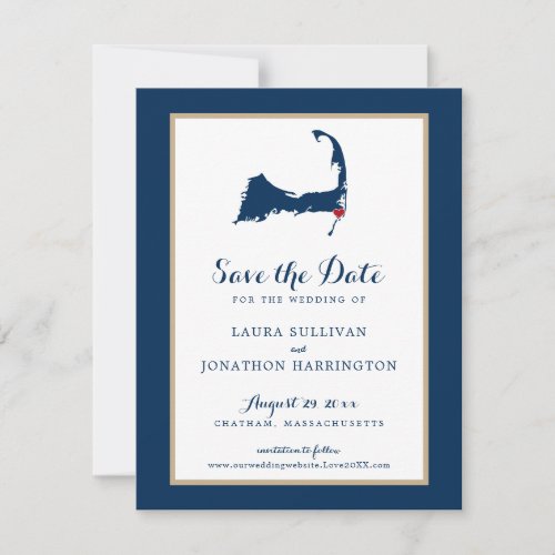 Navy Gold Chatham Cape Cod Wedding Save the Date