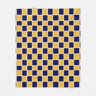 Navy & Gold Checkered Fleece Blanket