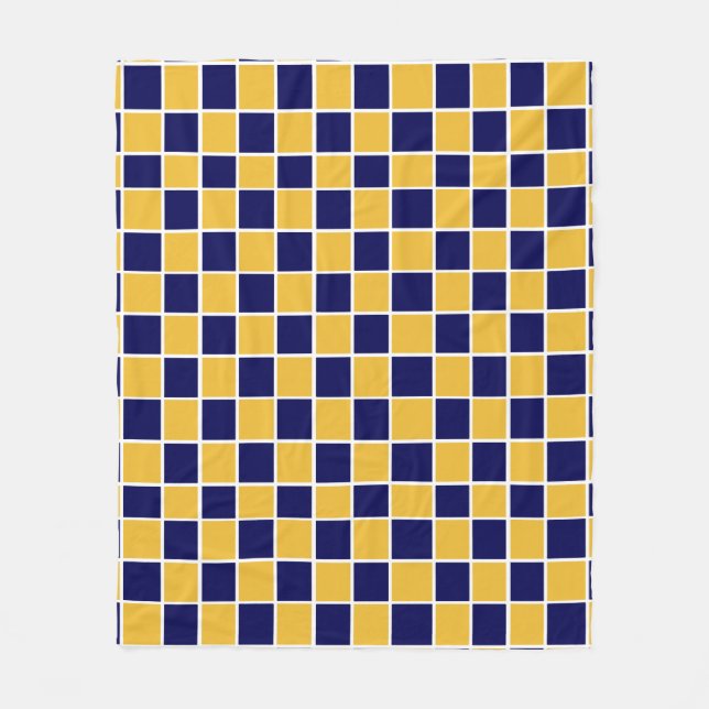 Navy & Gold Checkered Fleece Blanket (Front)