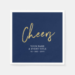 Navy & Gold Cheers Brush Script Party Celebrations Napkins