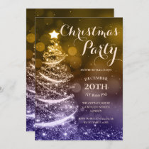 Navy & Gold Christmas Party Sparkle Invitation