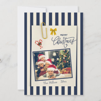 Navy gold Christmas Scrapbook Photo holiday card