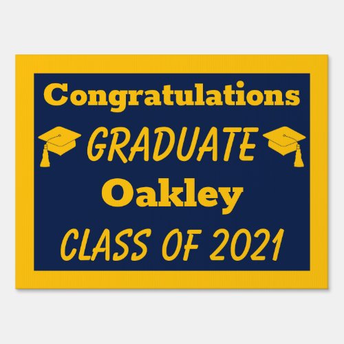 Navy Gold Class of 2024 Graduate Graduation Sign