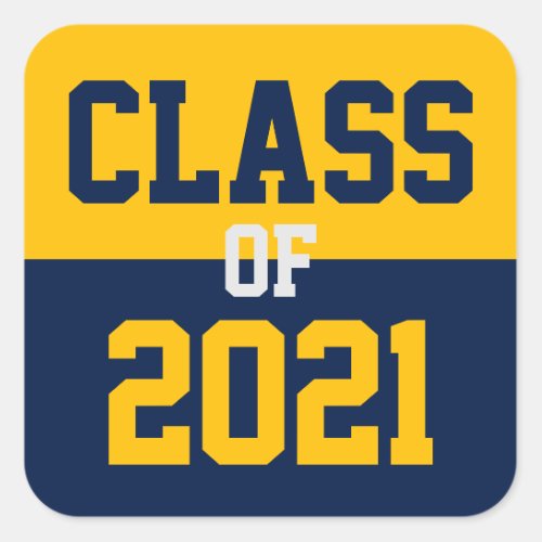 Navy  Gold Class of 2024 Graduation Square Sticker