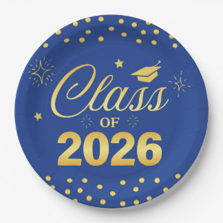 Navy Gold Class of 2026 Graduation Plates