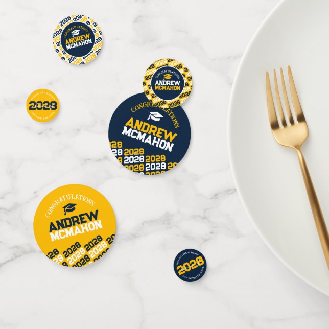 Navy & Gold Class of ANY YEAR Personalized Party Confetti (Group)