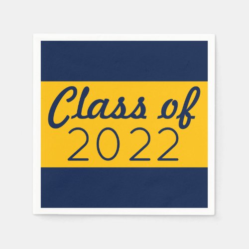 Navy  Gold Class Year Graduation Napkins