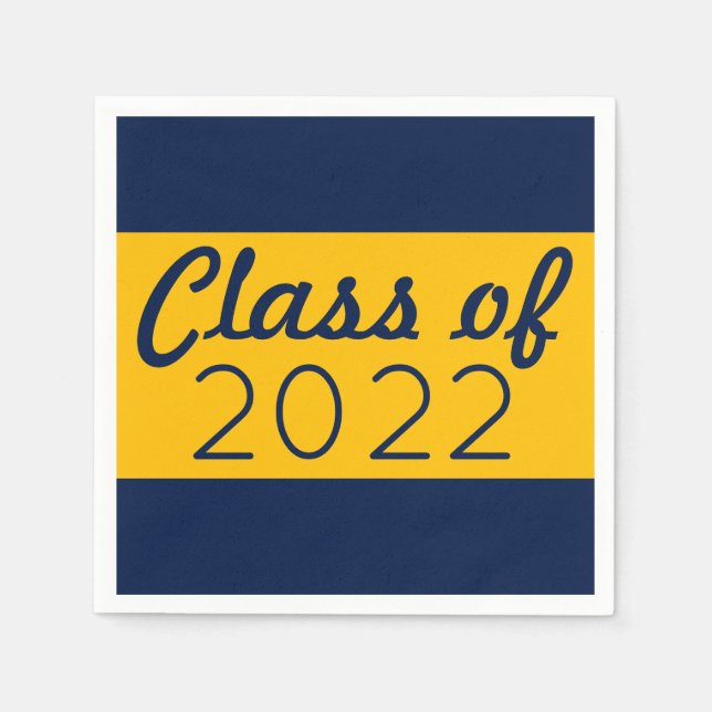 Navy & Gold Class Year Graduation Napkins (Front)