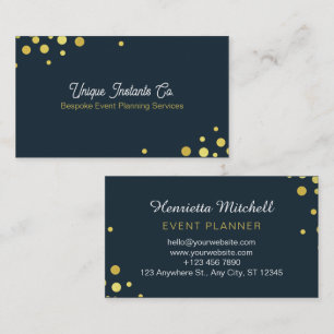 Navy Gold Classic Confetti Event Planner  Business Card