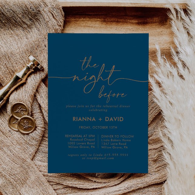 Navy Gold Classic Night Before Rehearsal Dinner Invitation (Creator Uploaded)