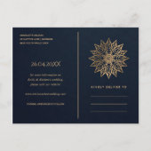NAVY GOLD CLASSIC ORNATE MANDALA SAVE THE DATE ANNOUNCEMENT POSTCARD (Back)