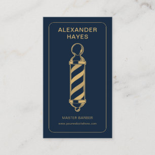 Navy Gold Classic Pole Master Barber Business Card