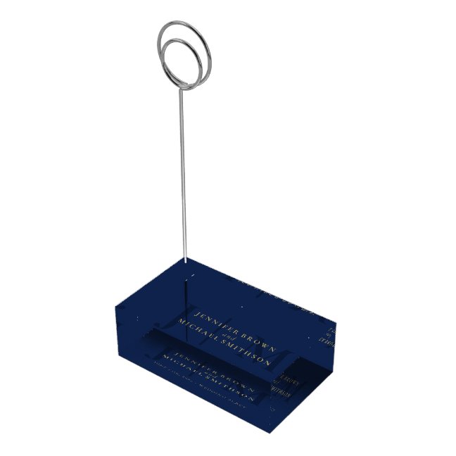 Navy Gold Classy Simple Formal Decor Wedding Place Card Holder