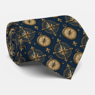 Navy Gold Compass Heritage Neck Tie