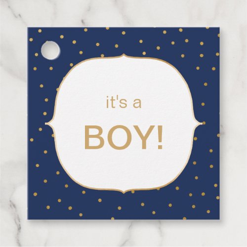 Navy Gold Confetti its a boy thank you favor tag