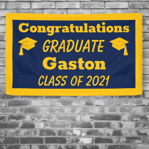 Navy Gold Congratulations Graduate Graduation Banner