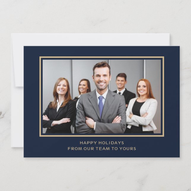 Navy Gold Corporate Business Photo holiday (Front)