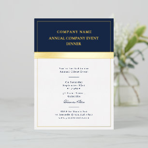 Navy Gold Corporate Dinner Business Event Foil Invitation