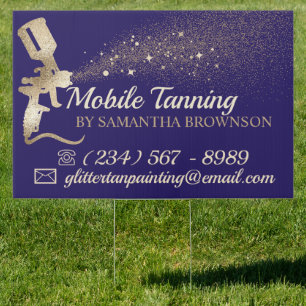 Navy Gold Cosmetic Makeup Spray Tanning Sign