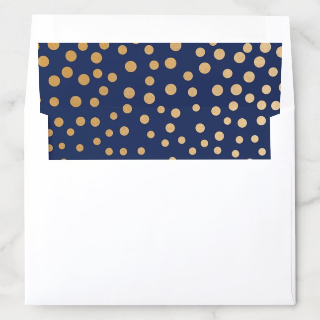 Navy Gold Dot Foil envelope liner (In Envelope)
