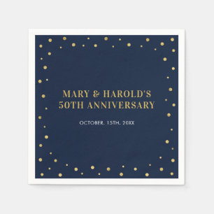 Navy & Gold Elegant Classic Wedding Anniversary Napkins