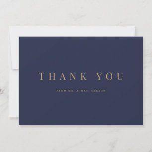 Navy & Gold Elegant Formal Wedding Thank you Card