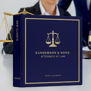 Navy gold elegant professional attorney at law  3 ring binder