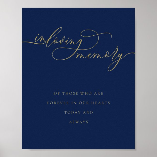 Navy Gold Essential Design in Loving Memory Poster