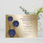Navy Gold Festive Corporate holiday party Invitation (Standing Front)