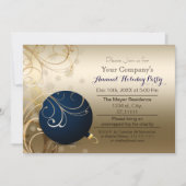 navy gold Festive Corporate holiday party Invitation (Front)