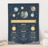 Navy Gold First Trip Around the Sun Birthday Stats