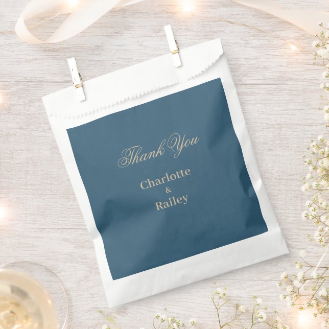 Navy Gold Floral Boho Wedding Favor Bag (Clipped)