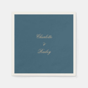 Navy Gold Floral Boho Wedding Napkins