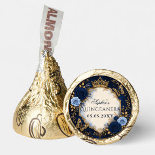 Navy Gold Floral Butterfly Quinceañera Hershey®'s Kisses®