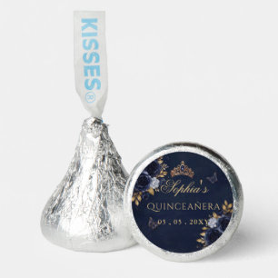 Navy Gold Floral Butterfly Quinceañera Hershey®'s Kisses®